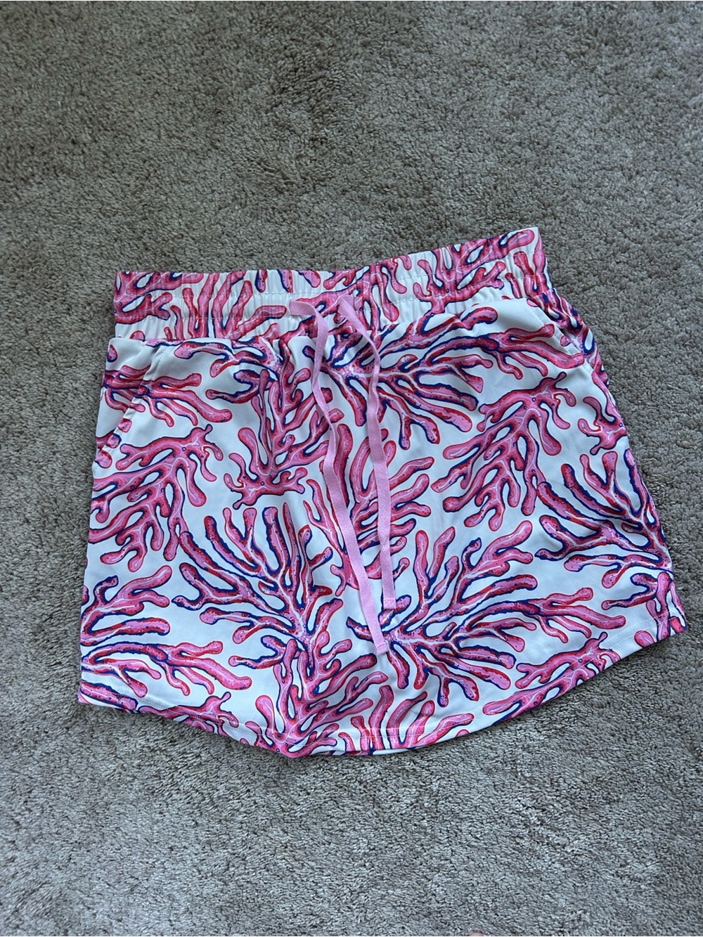 Simply Southern Pink Coral-Print Drawstring Skort